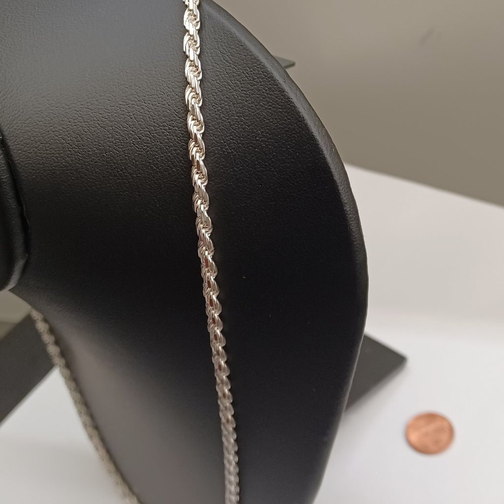 925 Sterling Silver Rope Style Chain - Picture 5 of 7